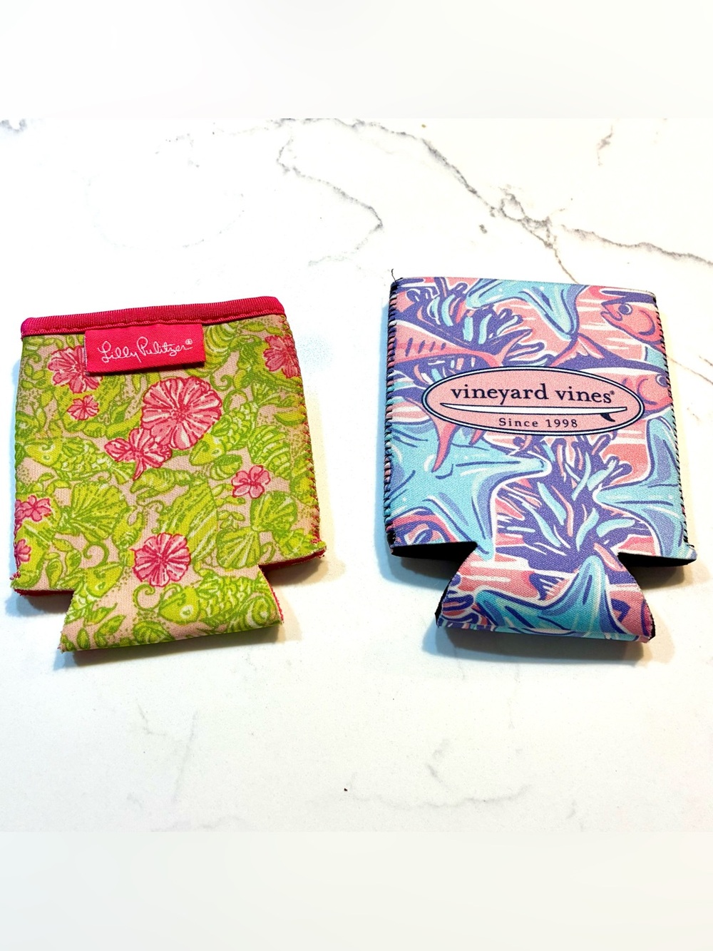 Lilly Pulitzer & Vineyard Vines Preppy bright tropical can coozies/coolers - 2